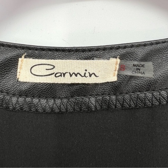 Carmin Womens Top or Jacket Gold Studded Vegan Leather Trim Full Zip Long Sleeve - Picture 11 of 15